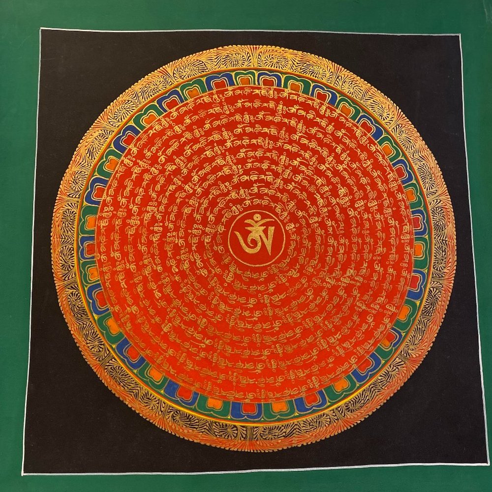 Sacred Mantra of Compassion Mandala Wall Canvas Painting.